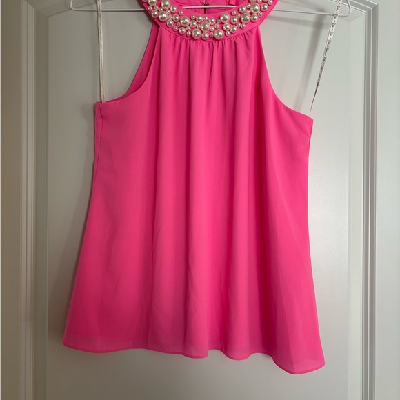Lilly Pulitzer Pink Sleeveless Top with Pearl Detail - Picture 1 of 5